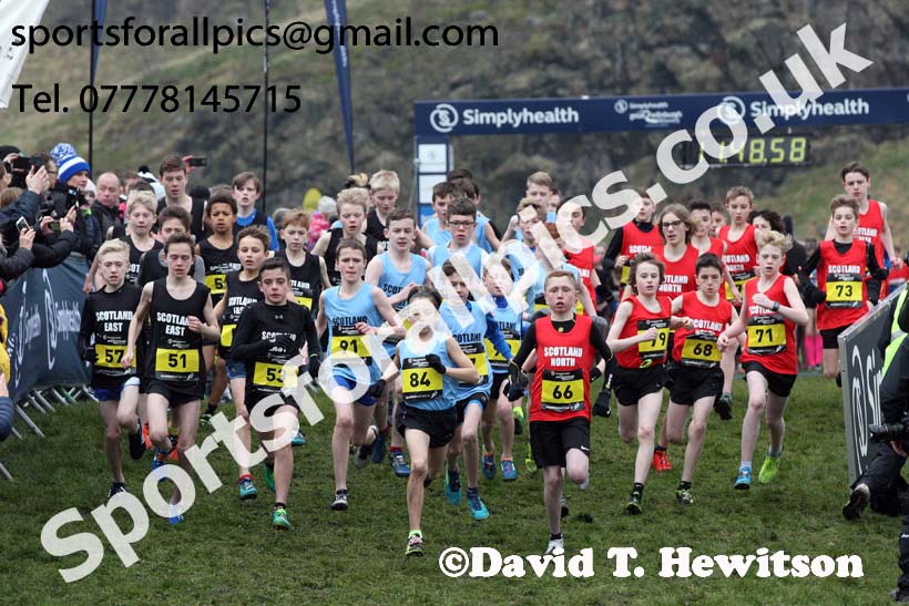 Inter District boys under-13s, 2018 Simplyhealth Great Edinburgh International XCountry. Photo: David T. Hewitson/Sports for All Pics
